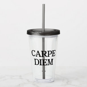 Carpe Diem grått akryltumlare Take Away Mugg