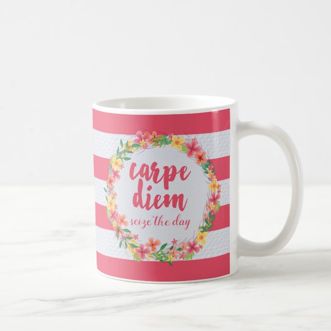Carpe Diem/griper dagrosacitationstecknet Kaffemugg (Höger)