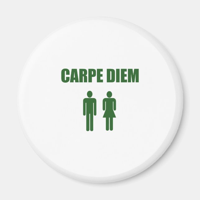 Carpe Diem (grönt textpojke och flicka) Magnet (Framsidan)