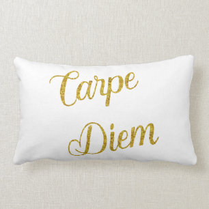 Carpe Diem Guld Faux Glitter Metallic Sequins Lumbarkudde