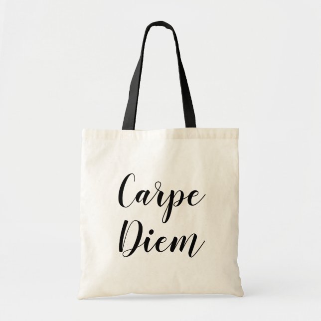 Carpe Diem hand brev typography canvas tobag Tygkasse (Framsidan)