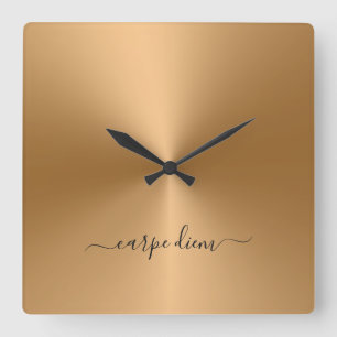 Carpe Diem Honung Metallic Stil Acrylic Fyrkantig Klocka
