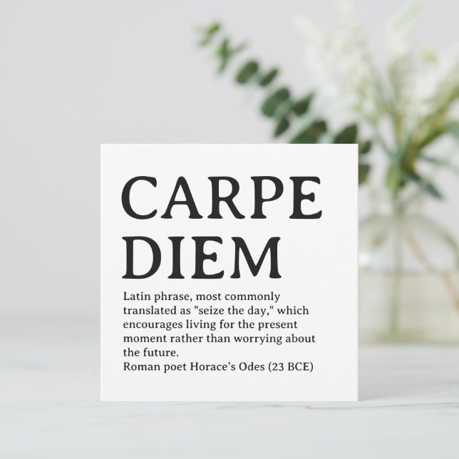 Carpe Diem latin quote Julkort (Stående Fram)