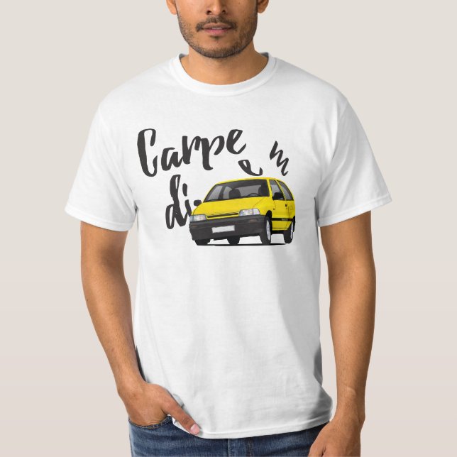 Carpe Diem med Daihatsu Charade GTti T Shirt (Framsida)