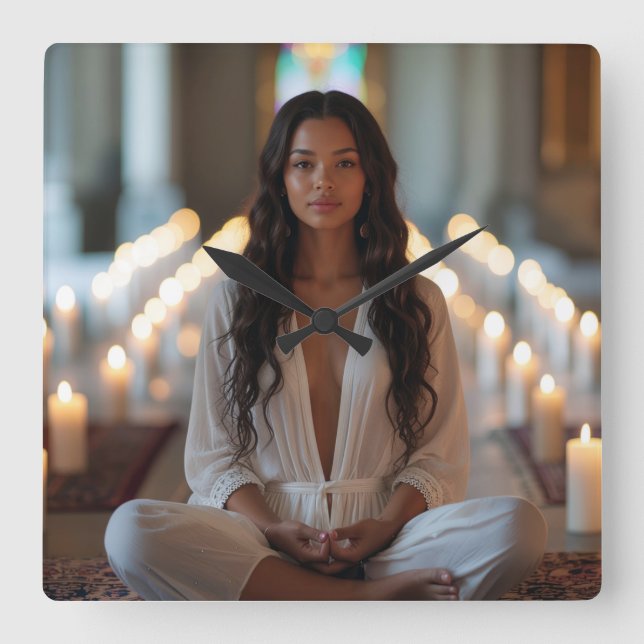 CARPE DIEM - Meditation - Yoga Fyrkantig Klocka (Framsida)