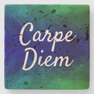 Carpe Diem Motivational citationsteckenblått & Stenunderlägg