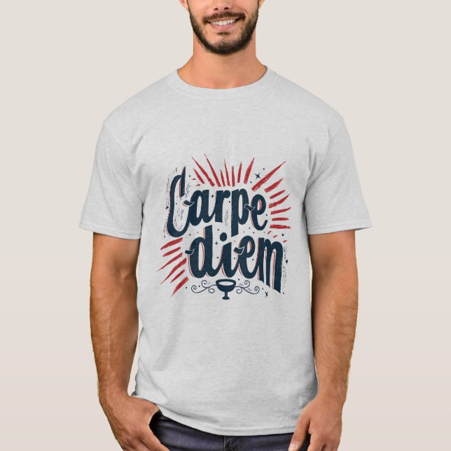 Carpe Diem Motivationsgrafisk T-Shirt (Framsida)