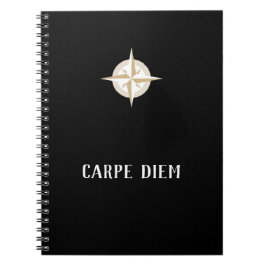 Carpe Diem på Black med Guld White Compass Anteckningsbok