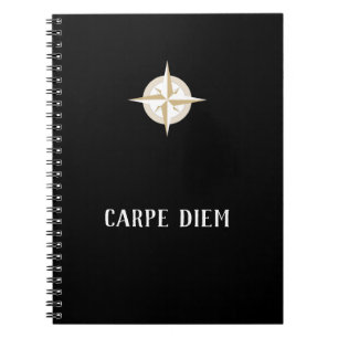 Carpe Diem på Black med Guld White Compass Anteckningsbok