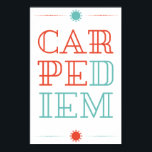 Carpe Diem Poster<br><div class="desc">Carpe Diem (beslagta dagen) är en mycket populär fras som man då och då bör komma ihåg. Även om denna fras är mycket gammal, tagen från Orace's Odes i 23 B.C., populariserades den av filmen Dead Poets Society, och Robin Williams karaktär, Johm Keating. Utformningen är enkel, djärv och elegant. Den...</div>