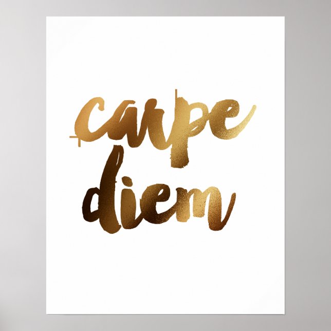 "Carpe Diem" Poster av Guld-penselmotivcitat (Framsidan)