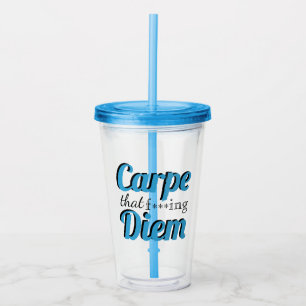 Carpe Diem Profanity Quote Blue Typography Take Away Mugg