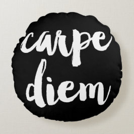 Carpe Diem Push Typography Påstående Pillow Rund Kudde