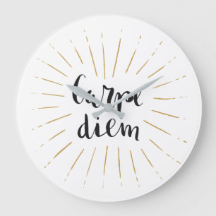 Carpe Diem Räcka-märkt typografidesign Stor Klocka