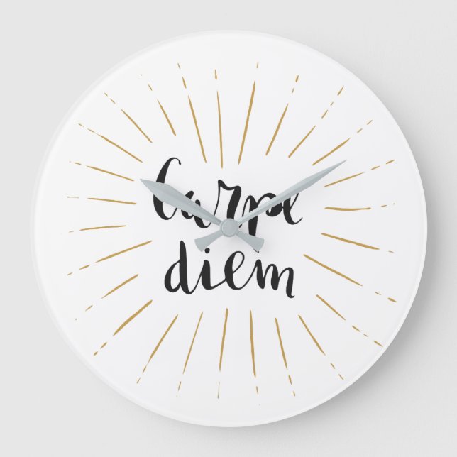 Carpe Diem Räcka-märkt typografidesign Stor Klocka (Framsida)
