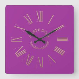 Carpe Diem Rosa Acrylic Wall Clock Fyrkantig Klocka
