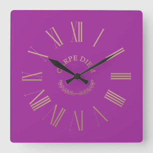 Carpe Diem Rosa Acrylic Wall Clock Fyrkantig Klocka