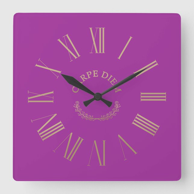 Carpe Diem Rosa Acrylic Wall Clock Fyrkantig Klocka (Framsida)