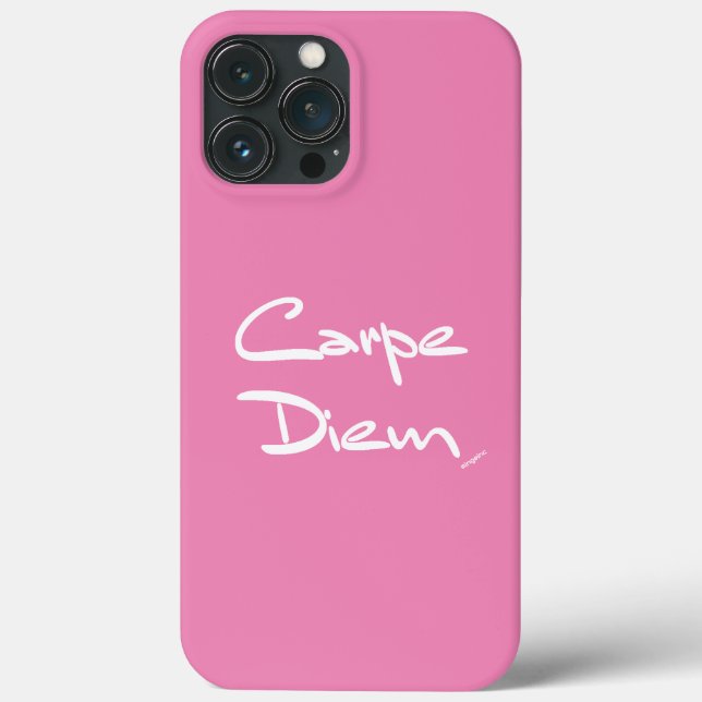 CARPE DIEM Rosa White Typography Coola iphone case (Baksida)