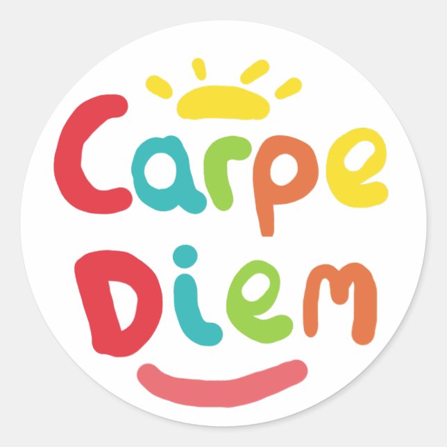 Carpe Diem Runt Klistermärke (Framsida)