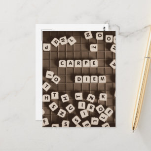 Carpe Diem Scramated Brev Tiles Vykort