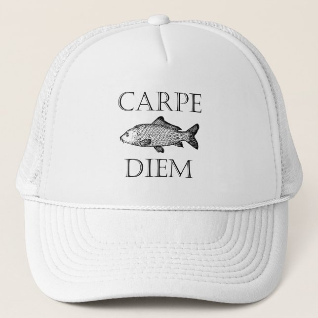 Carpe Diem Seize Day Carp fish Procrastinator Keps (Framsida)