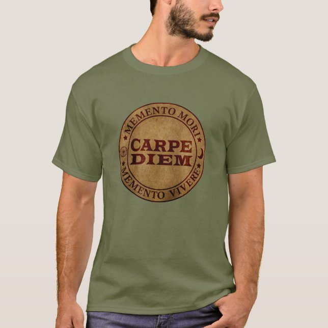 Carpe diem Seize Day Memento mori T Shirt (Framsida)