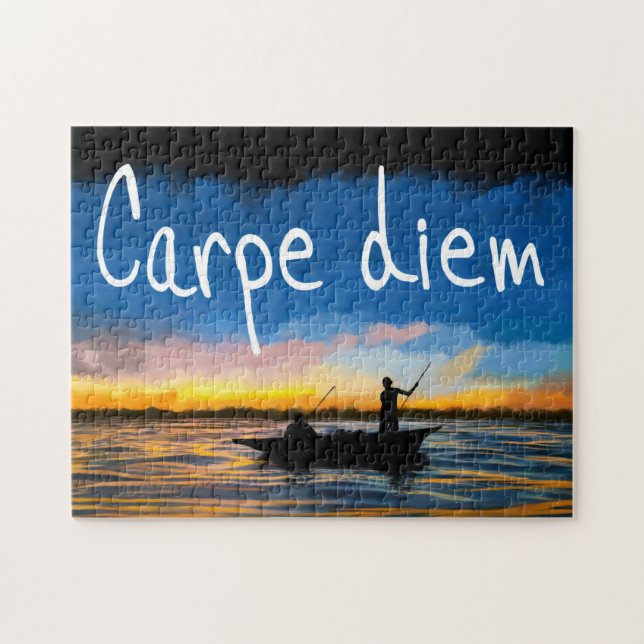 Carpe Diem - Seize Day Quote Jigszle Puzzle Pussel (Horisontell)