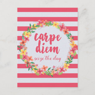 Carpe Diem/Seize Day Rosa Quote Vykort