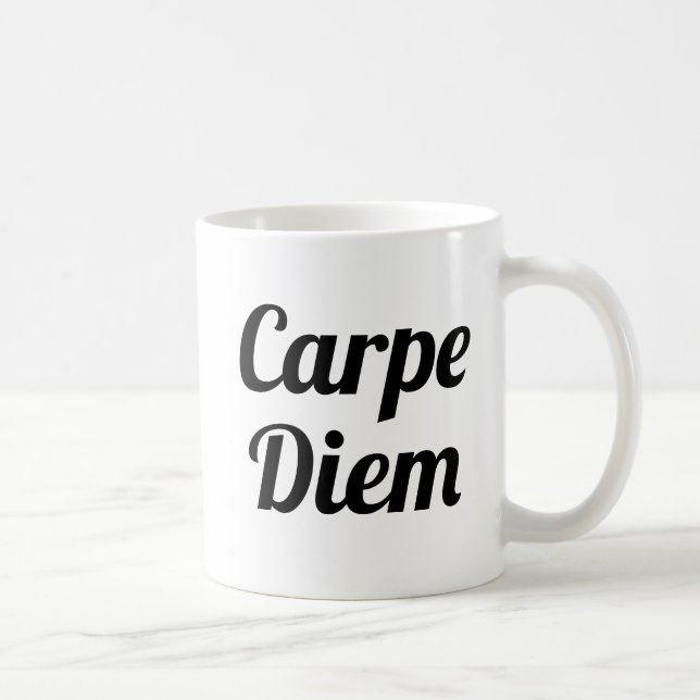 Carpe Diem | Slogan Mugg | handskriven maskin (Höger)