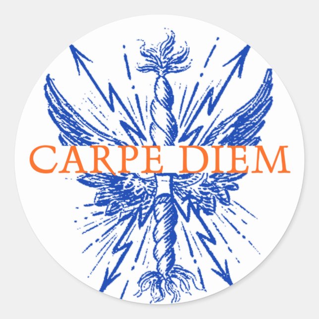 Carpe Diem Sticker Runt Klistermärke (Framsida)