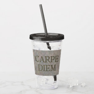Carpe Diem Stone grått akryltumör Take Away Mugg