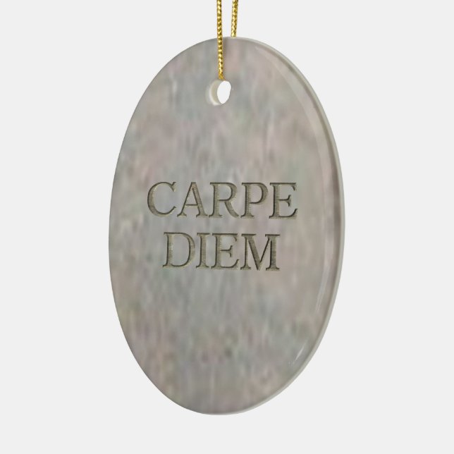 Carpe Diem Stone oval ceramic ornament (Vänster)