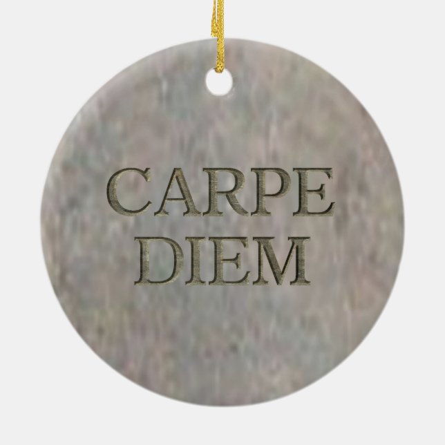 Carpe Diem Stone round ceramic ornament (Baksidan)