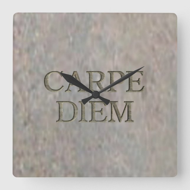 Carpe Diem Stone-väggklocka Fyrkantig Klocka (Framsida)