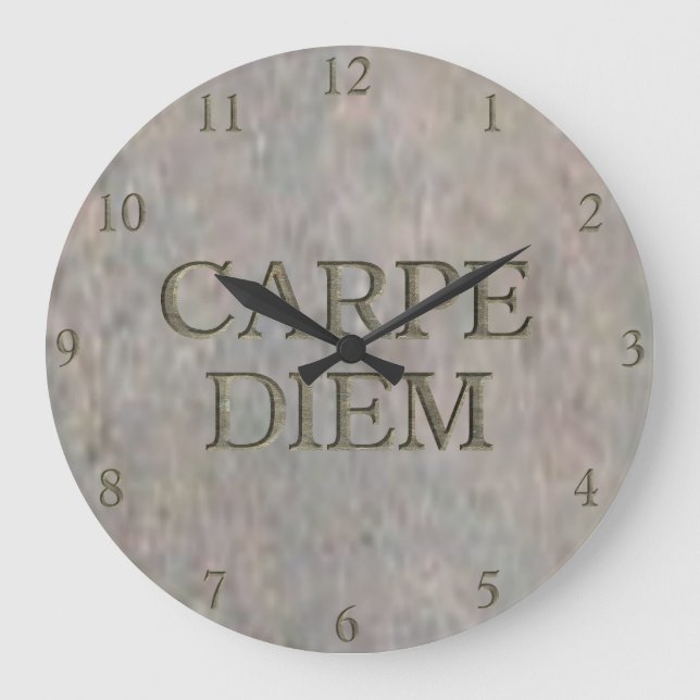 Carpe Diem Stone-väggklocka Stor Klocka (Framsida)