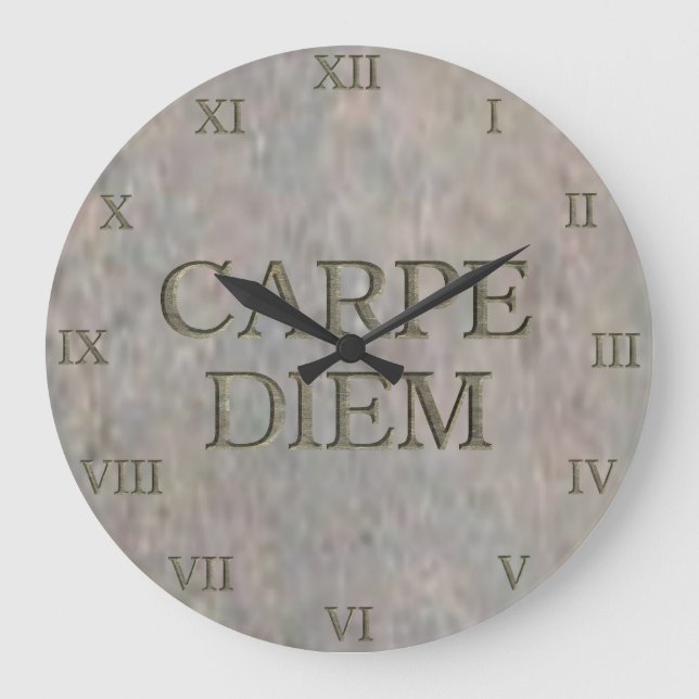 Carpe Diem Stone wall klocka roman numerals (Framsida)