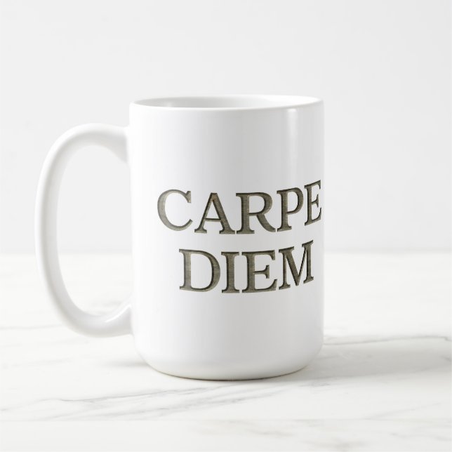 Carpe Diem Stone white mugg (Vänster)
