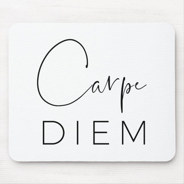 CARPE DIEM | Svart hand-teckenformatsformat Musmatta (Framsidan)