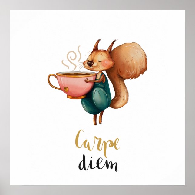 Carpe Diem Whimsical Squirrel Poster (Framsidan)