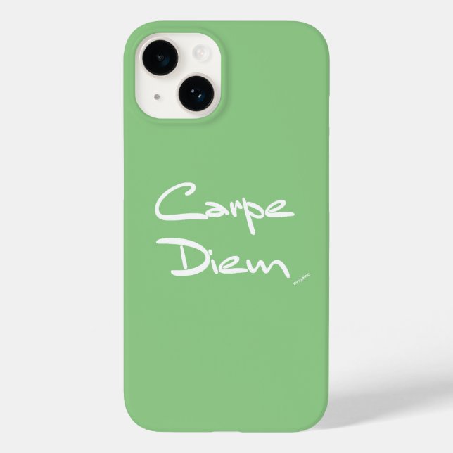 CARPE DIEMGreen White Typography Coola iphone case (Baksida)