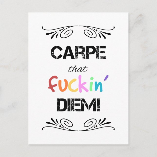 Carpe F*** Diem! Vykort (Framsida)