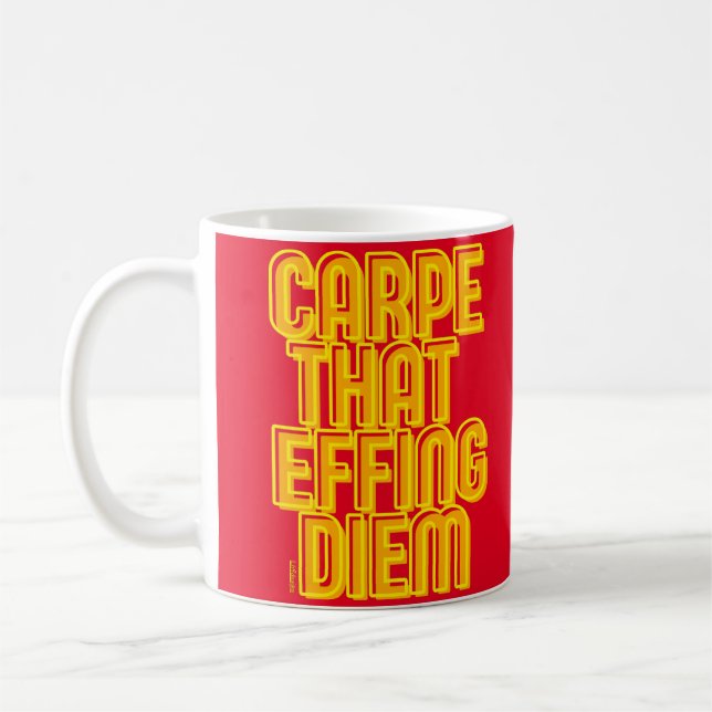 CARPE SOM EFFF DIEM Latin-citat Kaffemugg (Vänster)