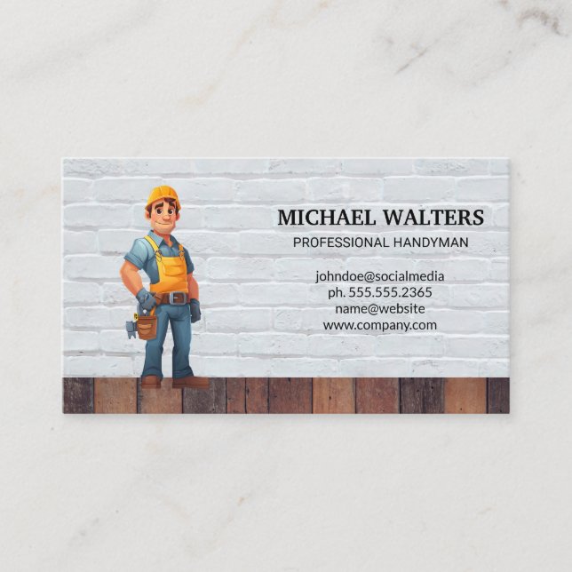 Carpenter Construction Worker | Bricks Wood Visitkort (Framsida)