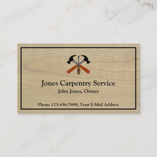 Carpenter Contractor Construction Business Card Visitkort (Framsida)