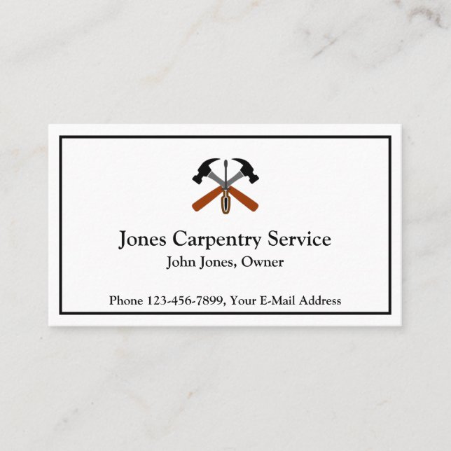 Carpenter Contractor Construction Business Card Visitkort (Framsida)