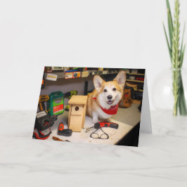 Carpenter Corgi Birdhouse-födelsedagen hälsning Kort
