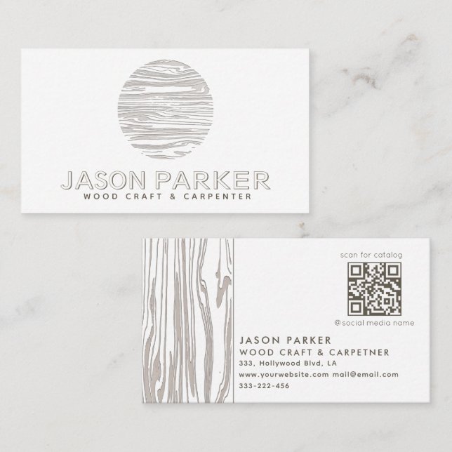 Carpenter för professionell av ved Qr-kod Visitkort (Fram/baksida)