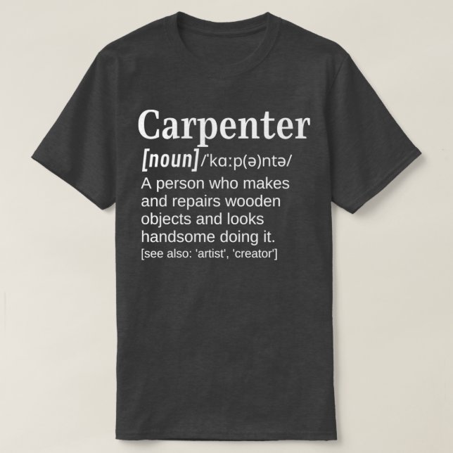 Carpenter Handsome Person som arbetar med Wood Fun T Shirt (Design framsida)