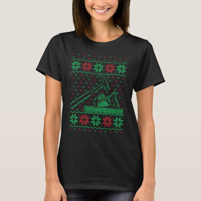 Carpenter Julafton Carpentry Woodworkers Ugly Chri T Shirt (Framsida)